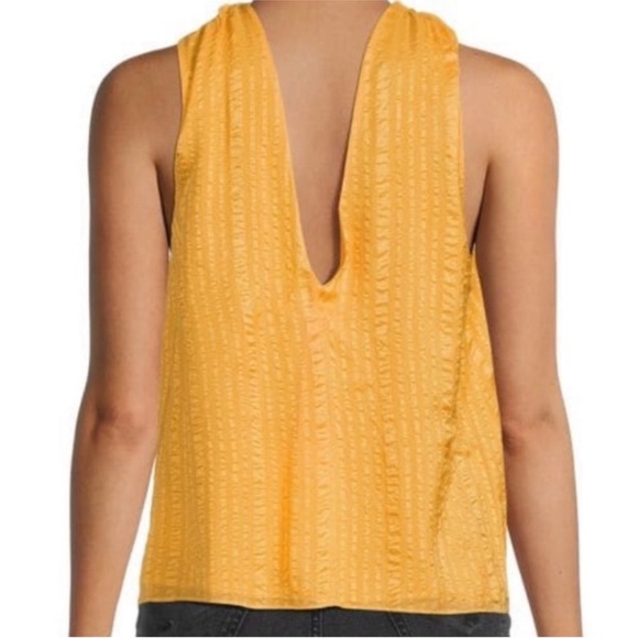 FRAME Twisted V Neck Orange Silk Sleeveless Blouse - Picture 2 of 8